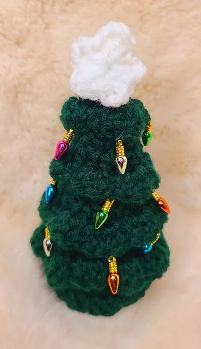 Handmade Crochet Small Christmas Tree with Lights