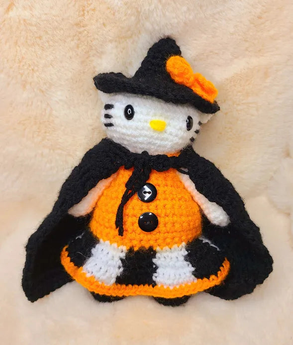 Handmade Crochet Hello Kitty Halloween Witch