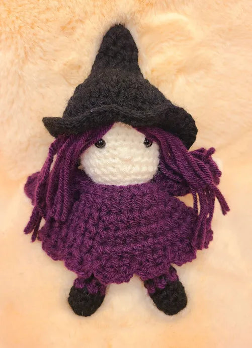 Handmade Crochet Halloween Purple Witch