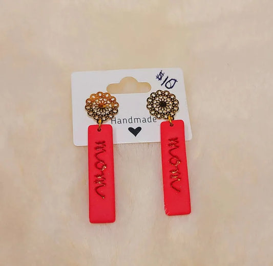 Handmade Pink Mom Earrings