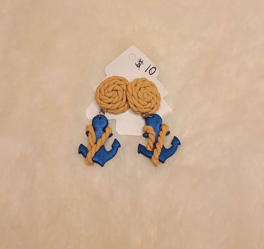 Handmade Blue Anchor with Rope