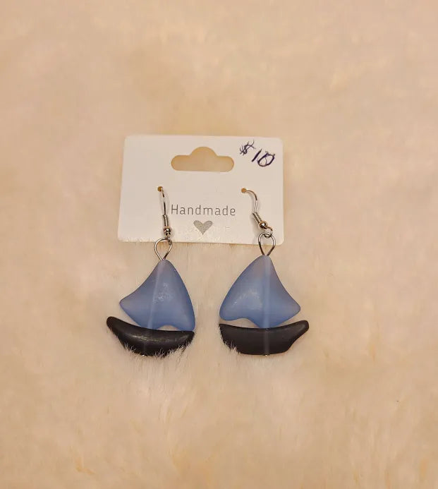Handmade Blue Sailboat Earrings