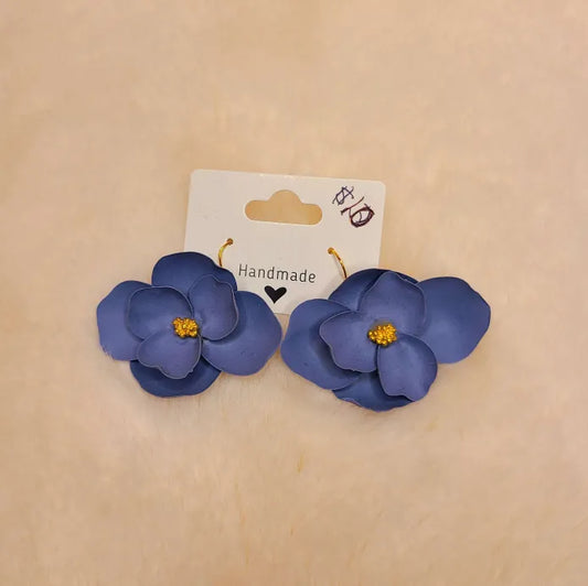 Handmade Blue Flower Earrings