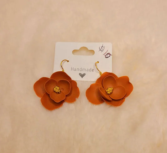 Handmade Orange Flower Earrings