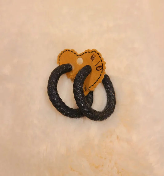 Handmade Black Shimmer Hoop Earrings