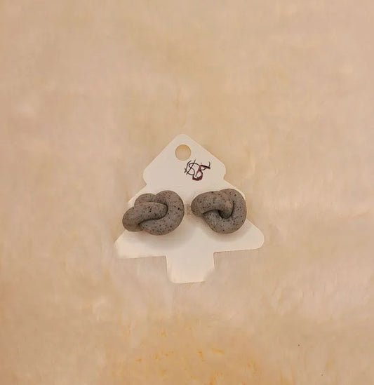 Handmade Grey Knot Earrings