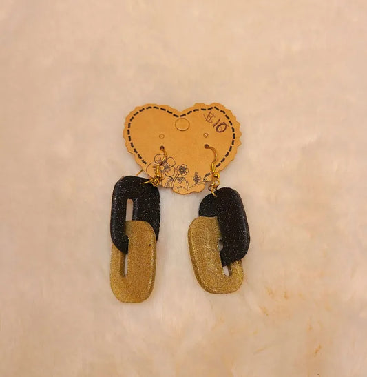 Handmade Black and Gold Shimmer Earrings