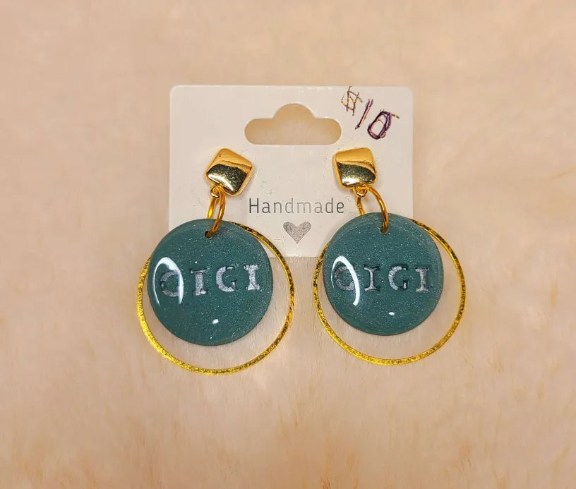 Handmade Green and Gold GiGi Earrings