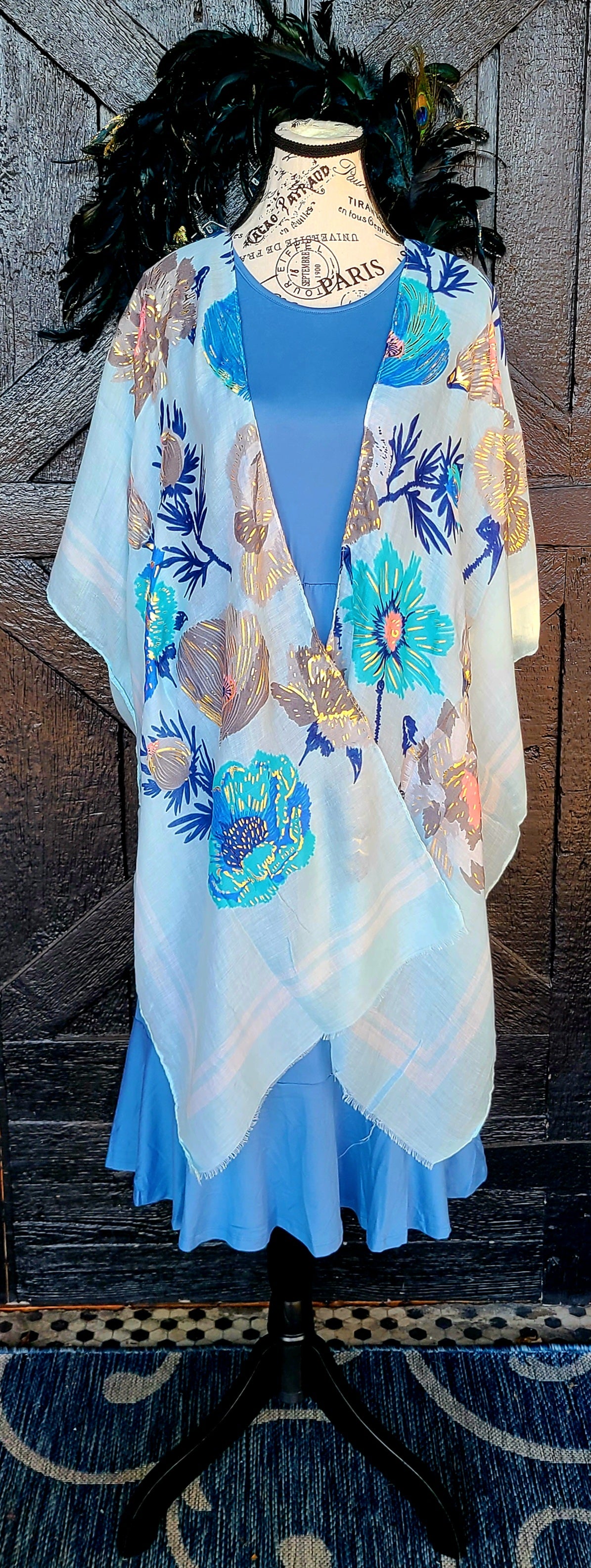 Coronet Blue Ruffle Sleeve Dress with Pockets