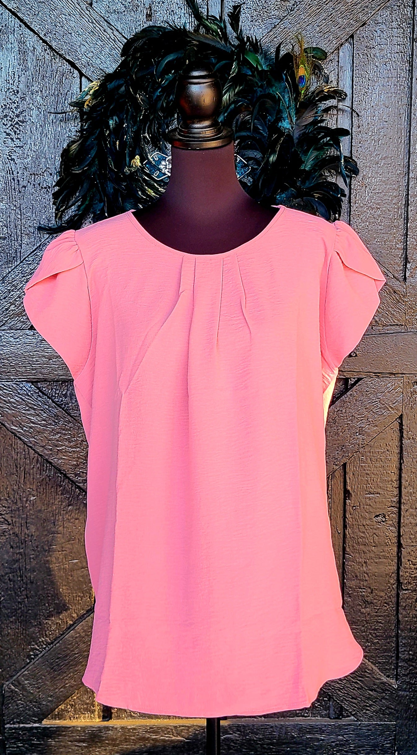 Plus Size Pink Tulip Sleeve Top