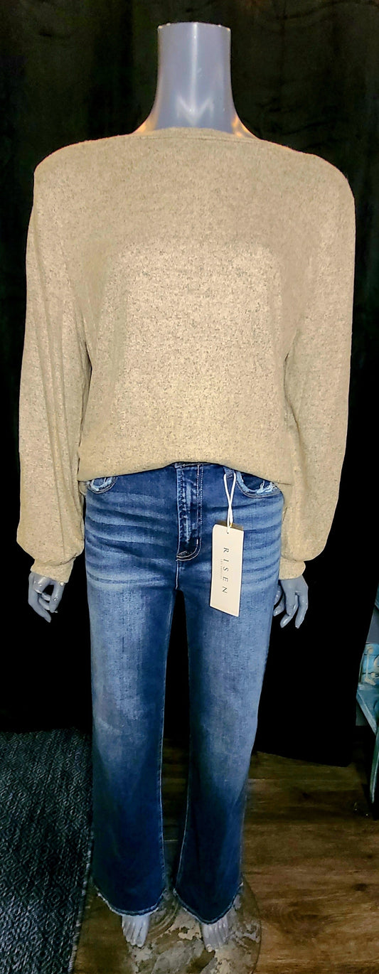 Cocoa Boatneck Puff Sleeve Top