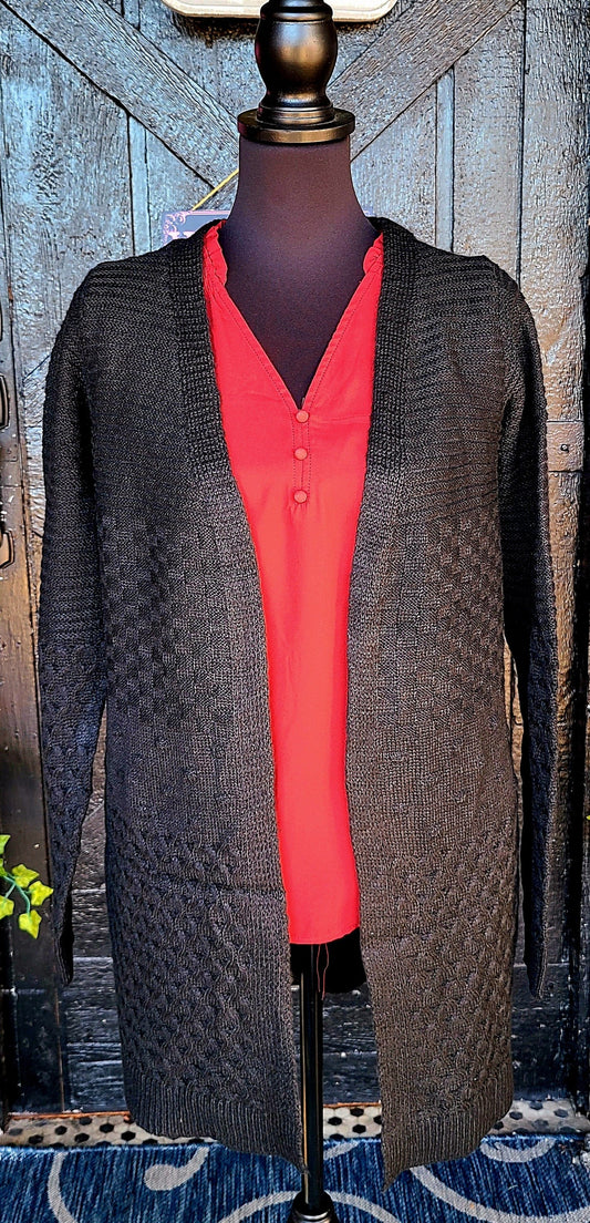 Black Sweater Cardigan with Pockets