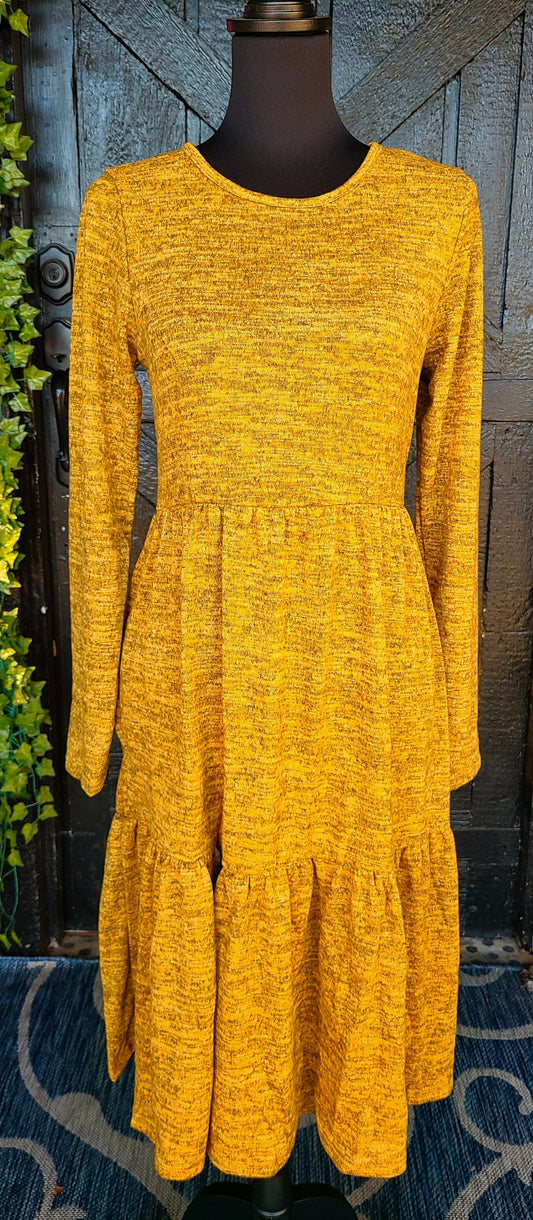 Mustard and Black Dress with Pockets