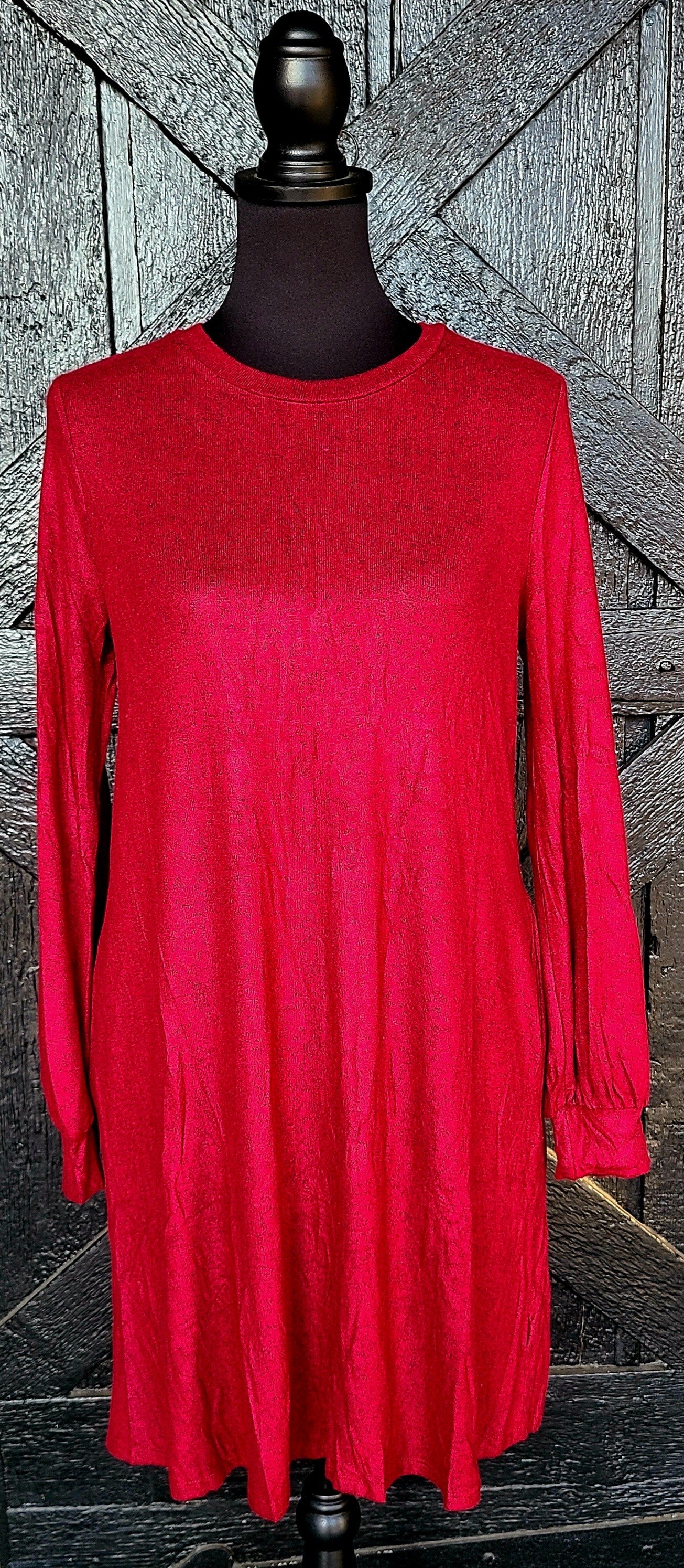 Burgundy Hacci A Line Dress with Pockets