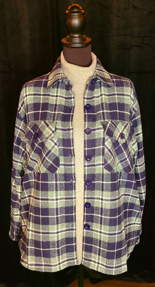 Navy and Green Shacket with Pockets