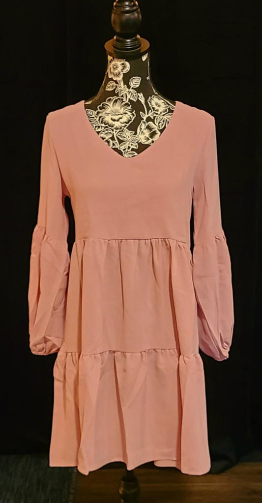 Dusty Pink Tiered Dress