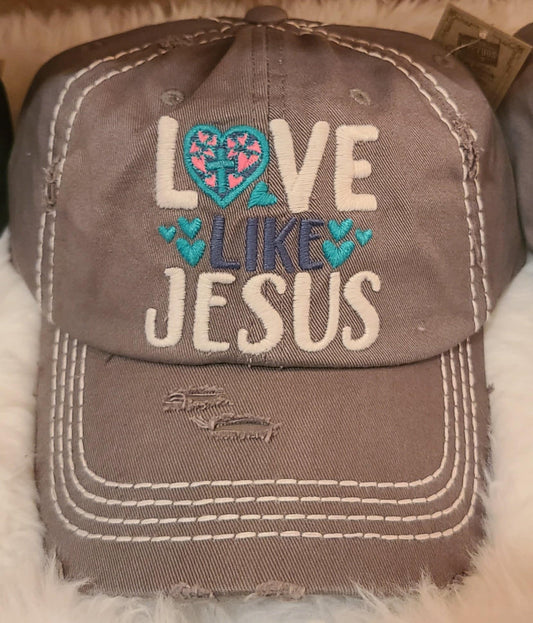 Love Like Jesus Distressed Ball Cap