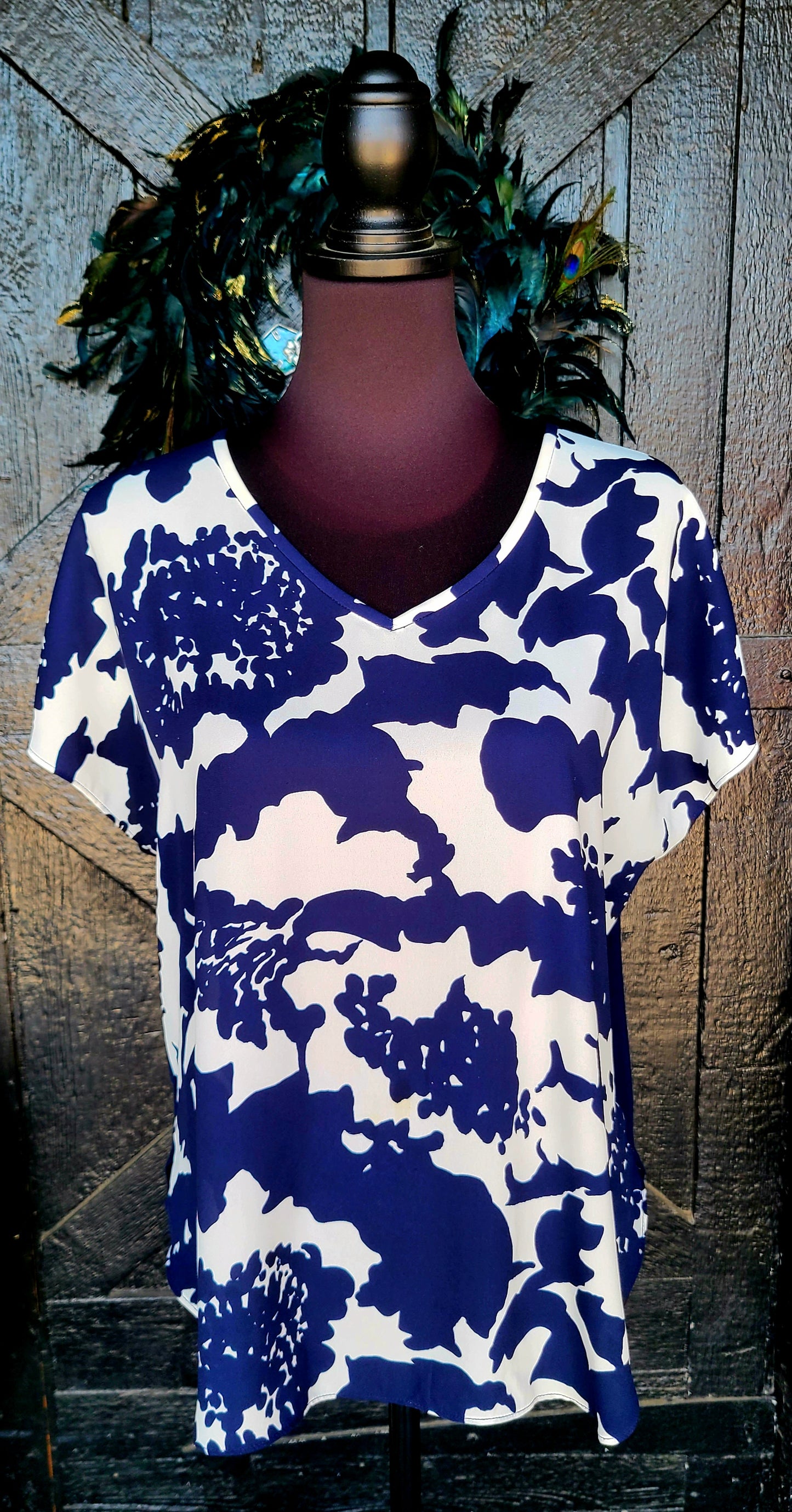 Loft Navy and White Top