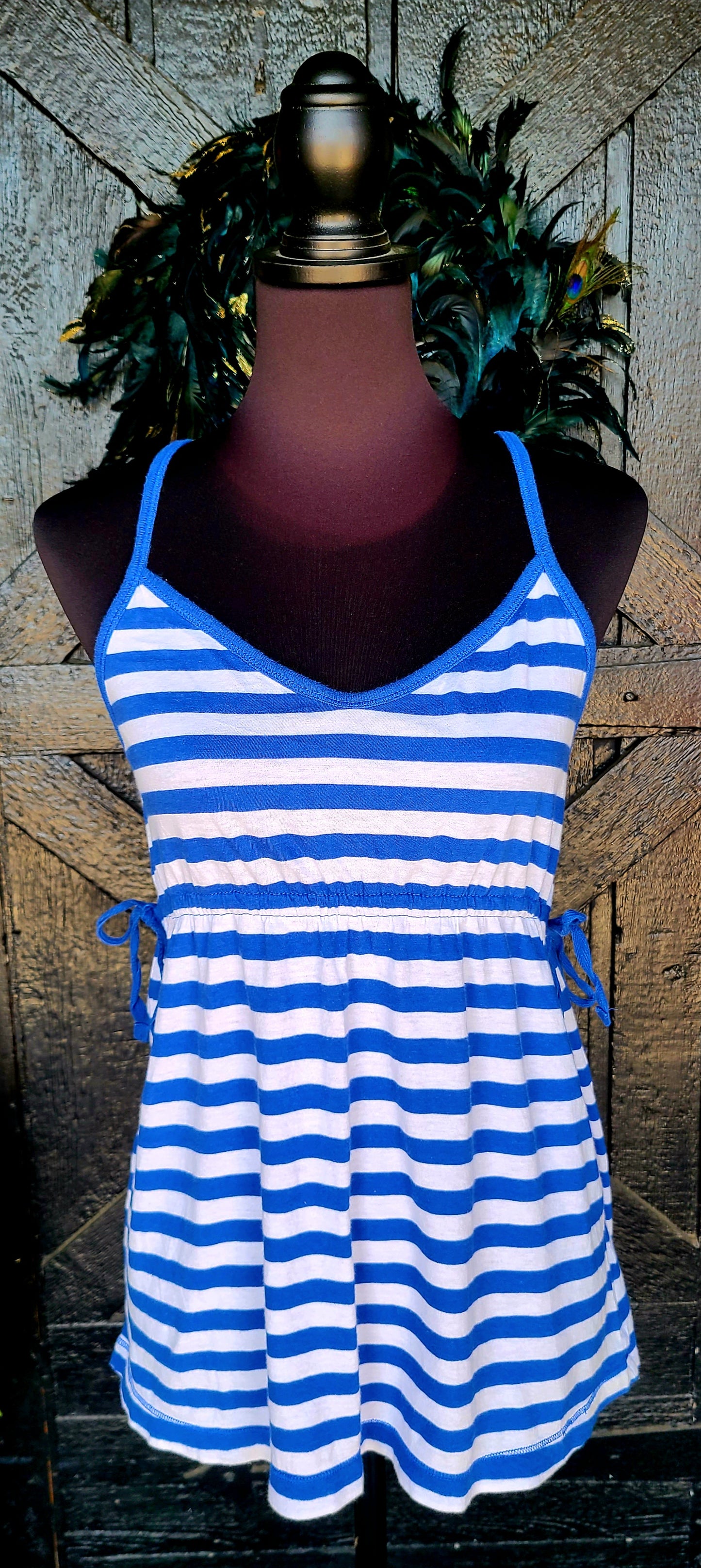Old Navy Blue and White Striped Tank Top