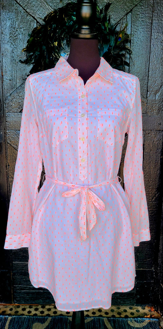 Red Camel White with Pink Shirt Dress with Pockets Size Medium