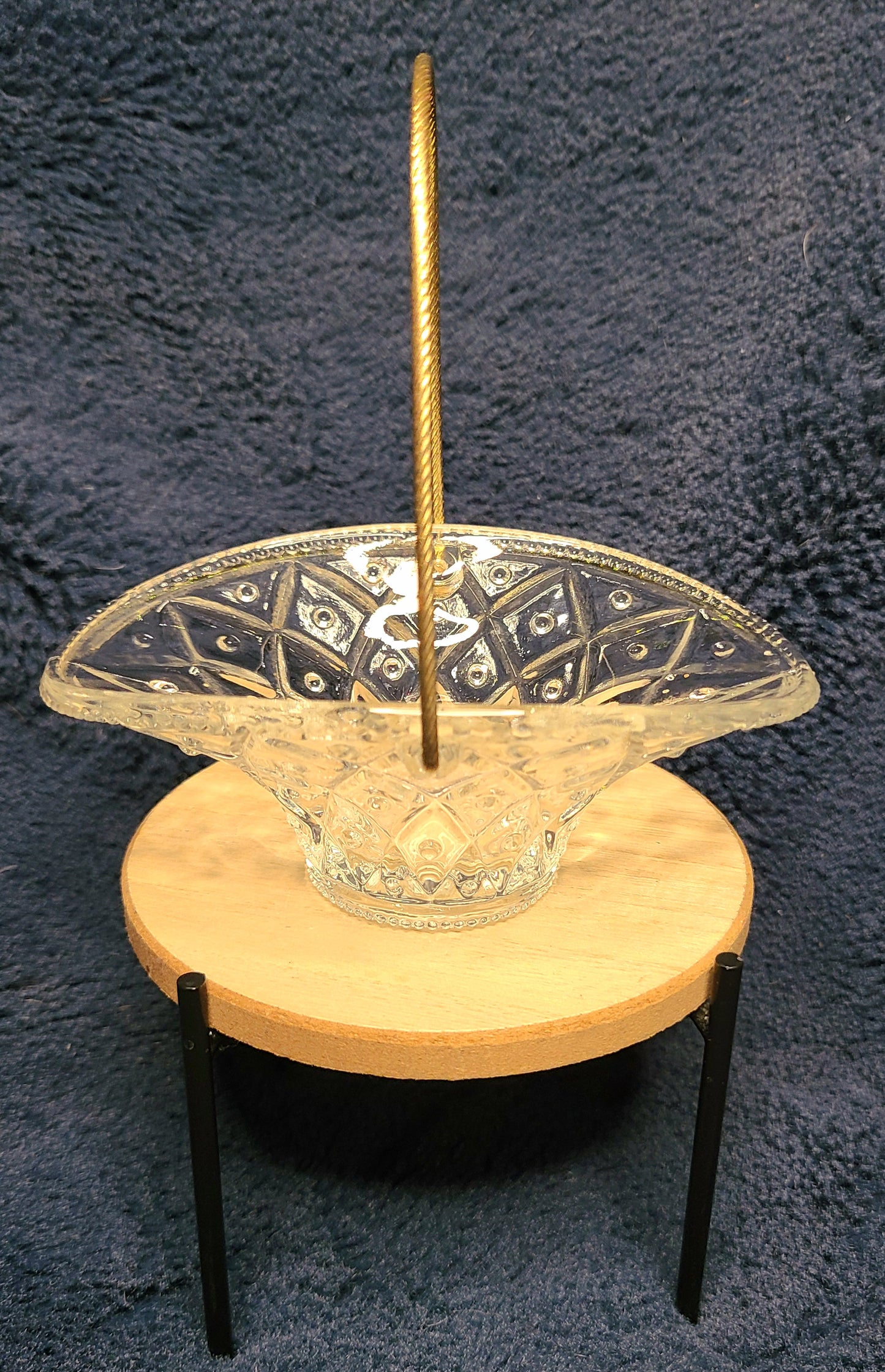 Vintage Avon Fostoria Clear Glass Basket with Handle