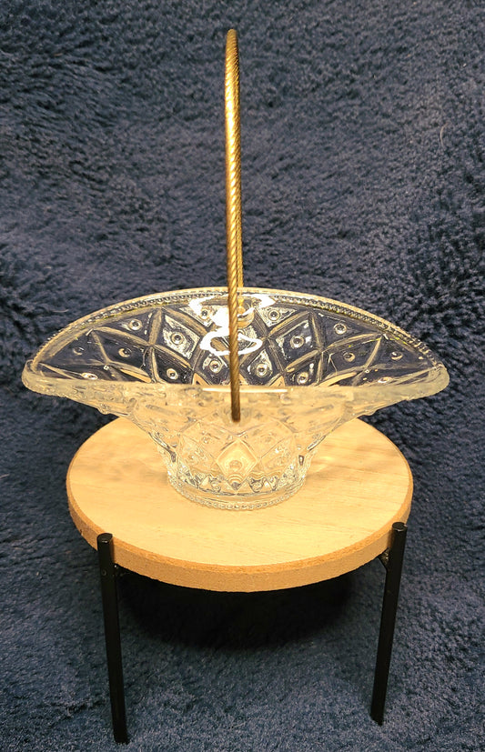 Vintage Avon Fostoria Clear Glass Basket with Handle