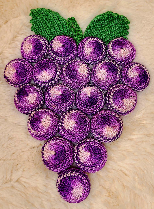 Vintage Handmade Crochet Grape Cluster Trivet