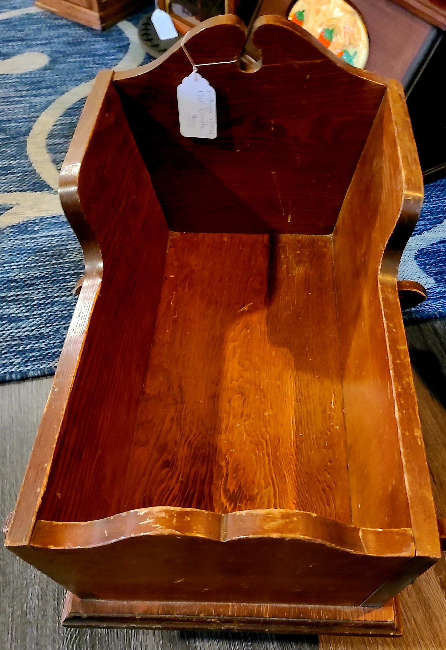 Vintage Handmade Wood Doll Cradle