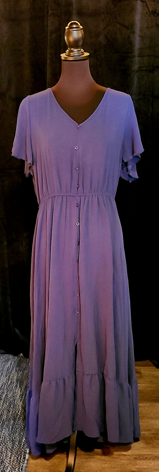 Navy Ruffle Sleeve Maxi Dress Size 3X