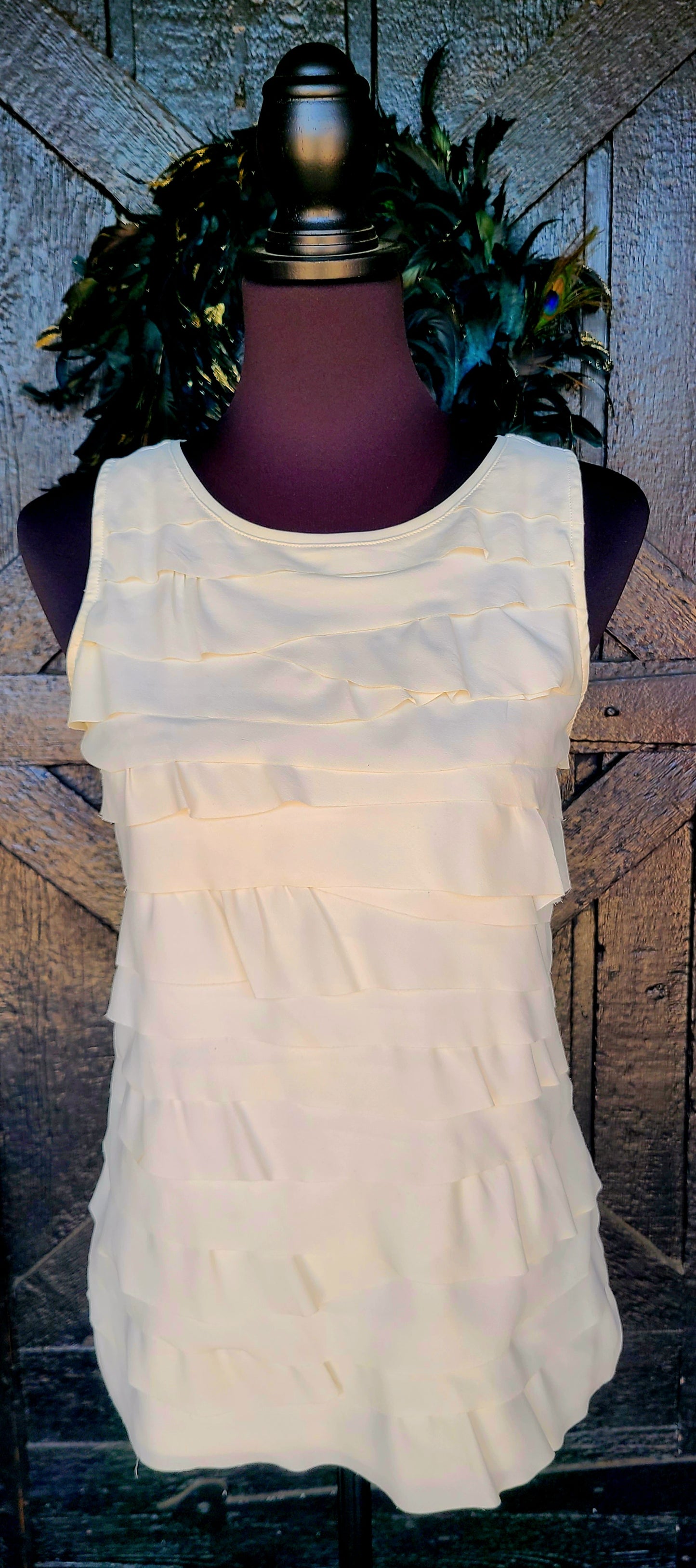 Loft White Ruffle Front Sleeveless Top