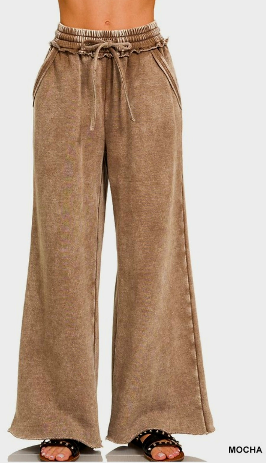 Zenana Mocha Palazzo Sweatpants with Pockets