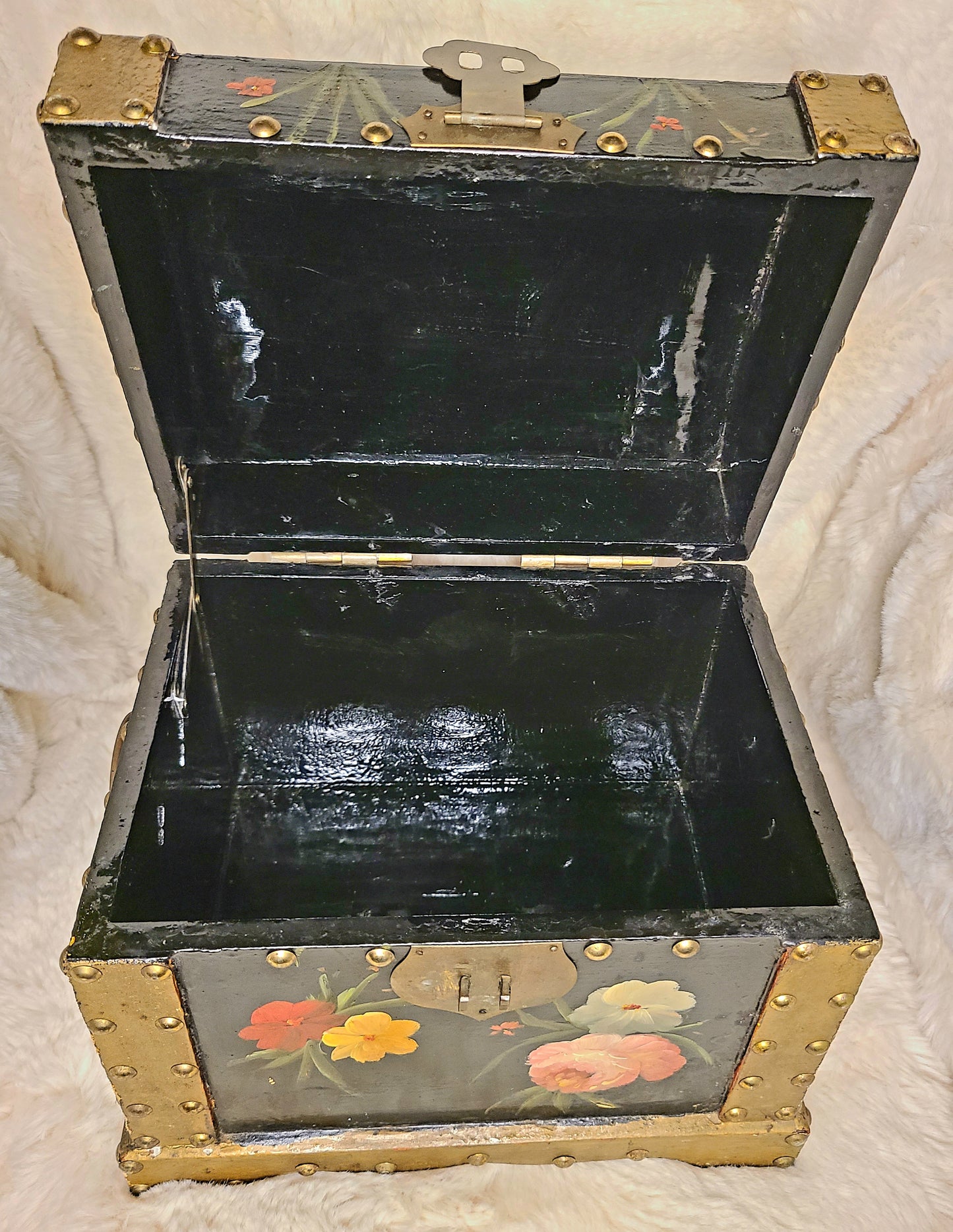 Vintage Hand Painted Wooden Storage Chest