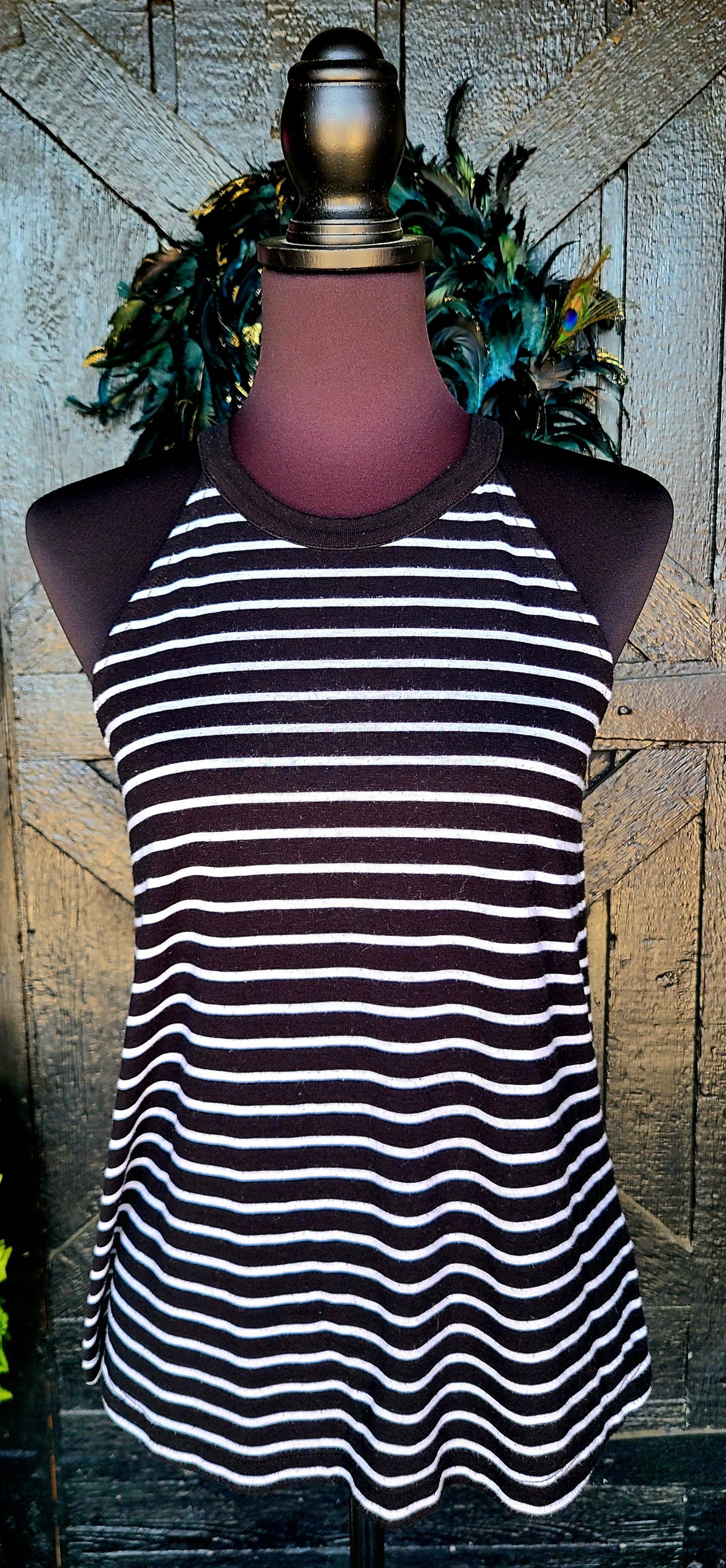 Old Navy Navy and White Striped Sleeveless Top