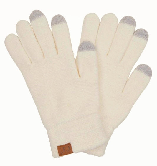 C.C. Ivory Chenille Smart Touch Gloves