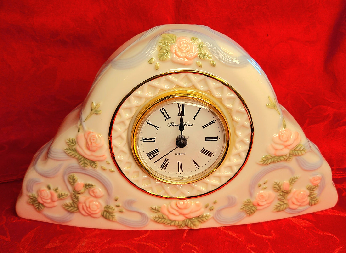 Vintage Princess House "Rose Garland" Porcelain Clock