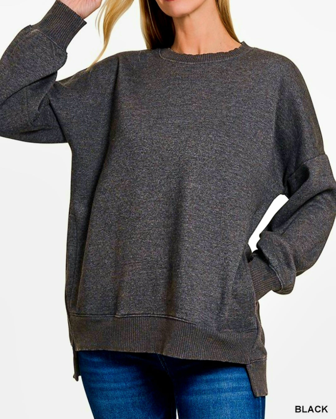 Zenana Black Sweatshirt with Pockets