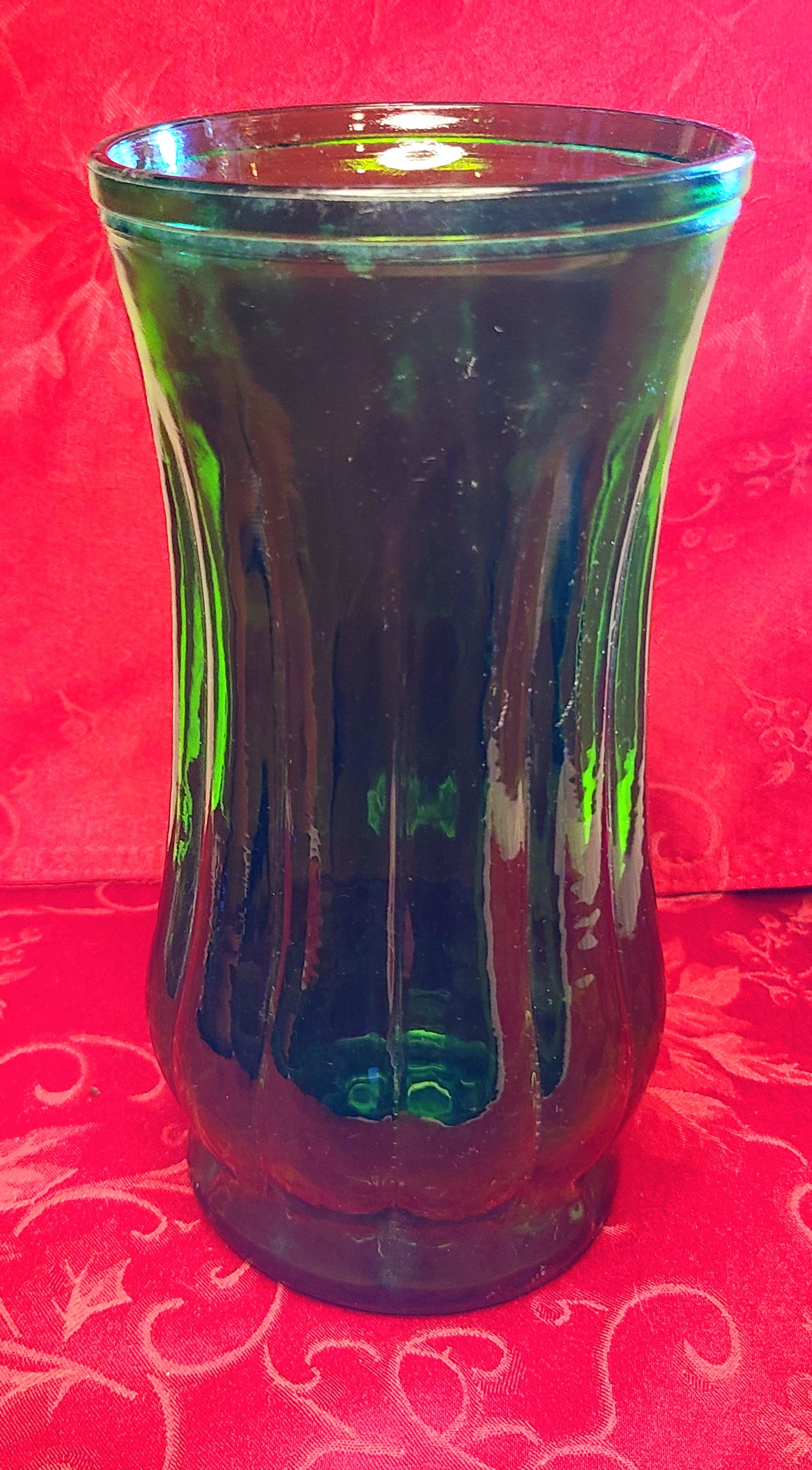 Vintage Portland Glass Co Emerald Green Fluted Vase