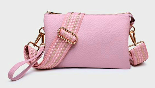 Jen and Co Pastel Purple Crossbody Purse with Aztec Strap