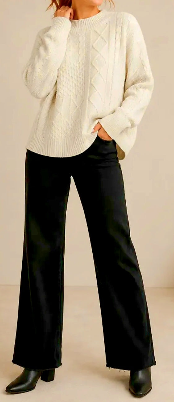 Black Wide Leg Fray Hem Jeans