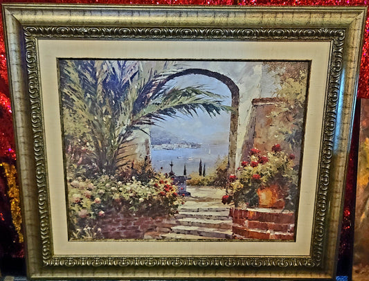 Framed Reproduction on Canvas of the Rose Arch Painting by Peter Bell