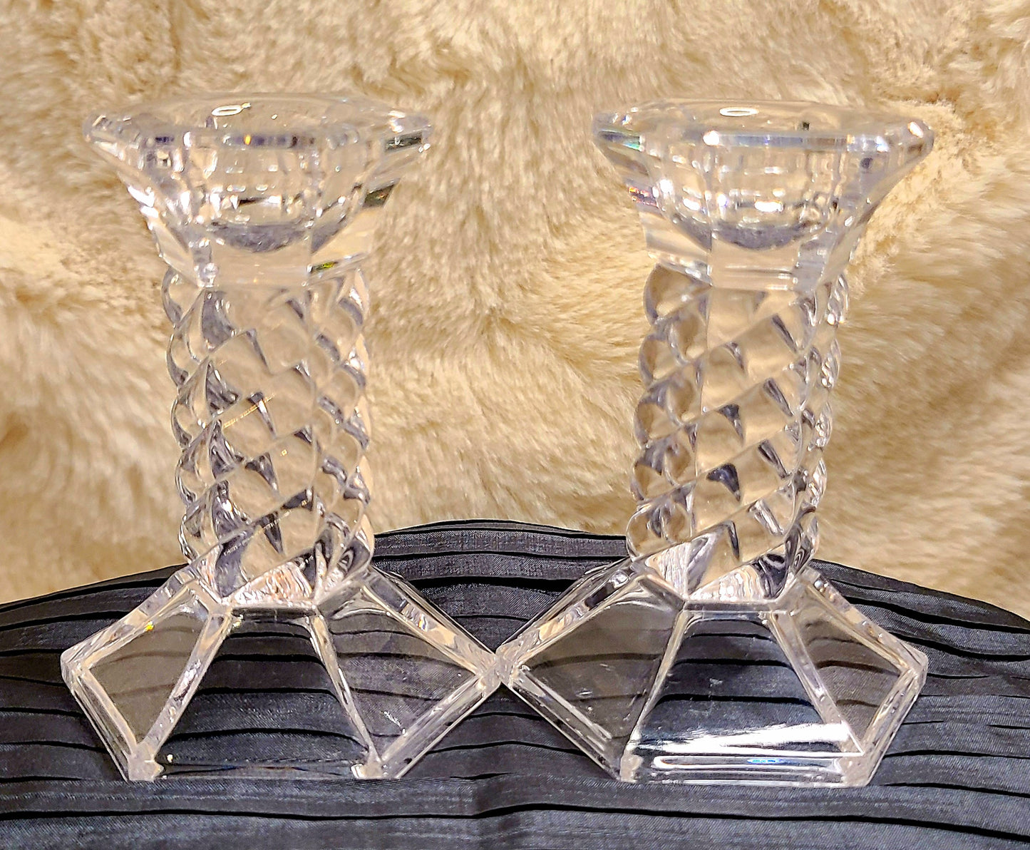 Set of 2 Vintage Lead Crystal Candle Holders