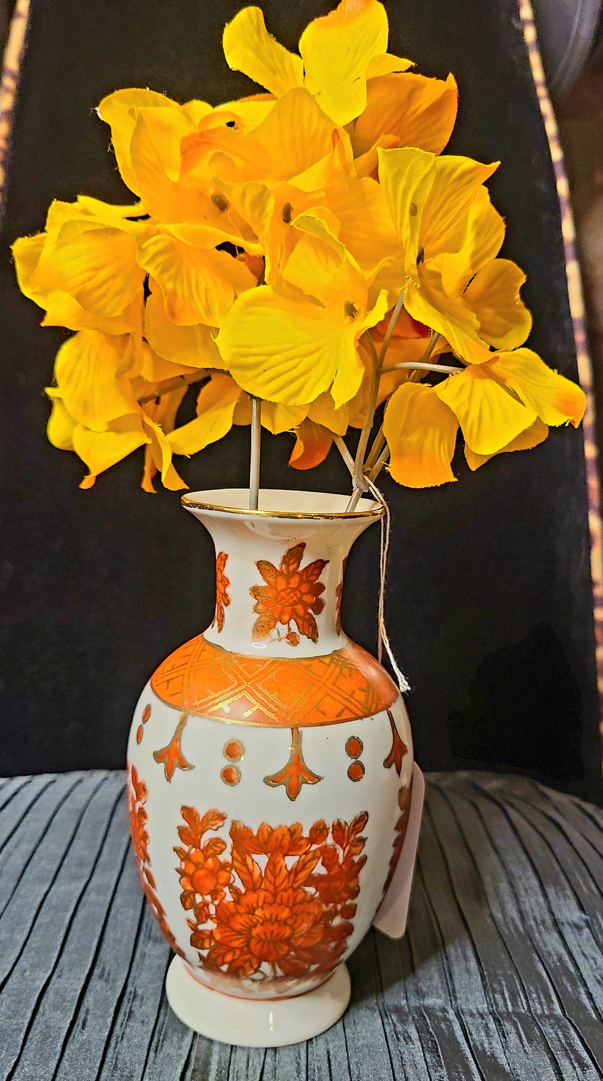 Vintage Porcelain Hand Painted Vase Made in Hong Kong in 1950's-Stamped!