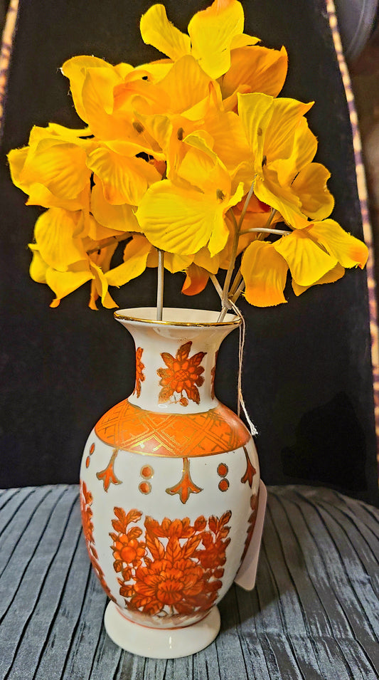 Vintage Porcelain Hand Painted Vase Made in Hong Kong in 1950's-Stamped!
