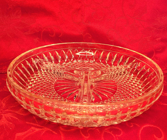 Vintage Lead Crystal 3 Section Serving Dish