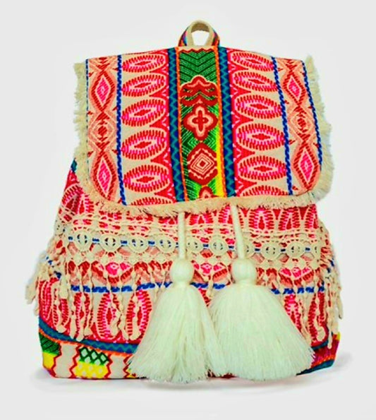 Jen and Co Pink "Halo" Handwoven Backpack