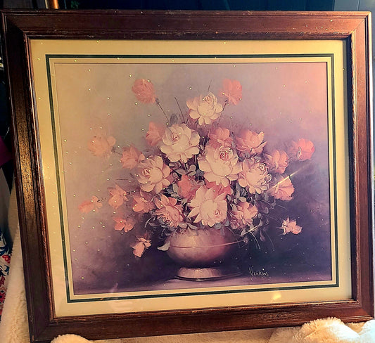 Framed Oil Painting Canvas Print Floral Flower Vase by Gary Jenkins