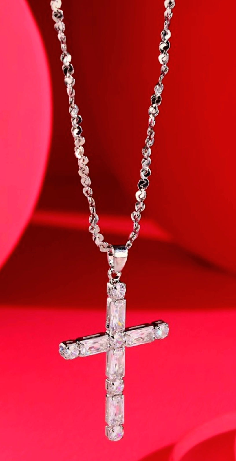 Silvertone Cross Necklace