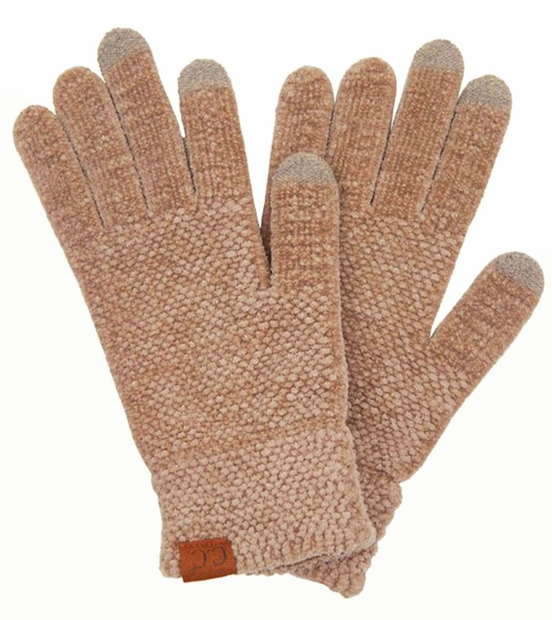 C.C. Taupe Chenille Smart Touch Gloves