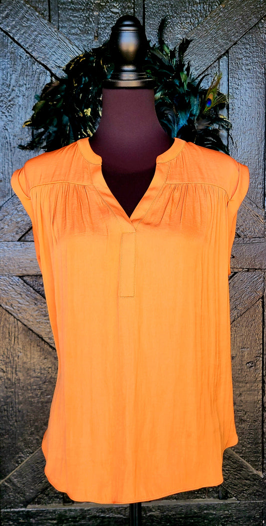 Rust Orange V Neck Top