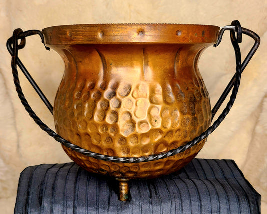 Vintage Hand Hammered Copper Cauldron